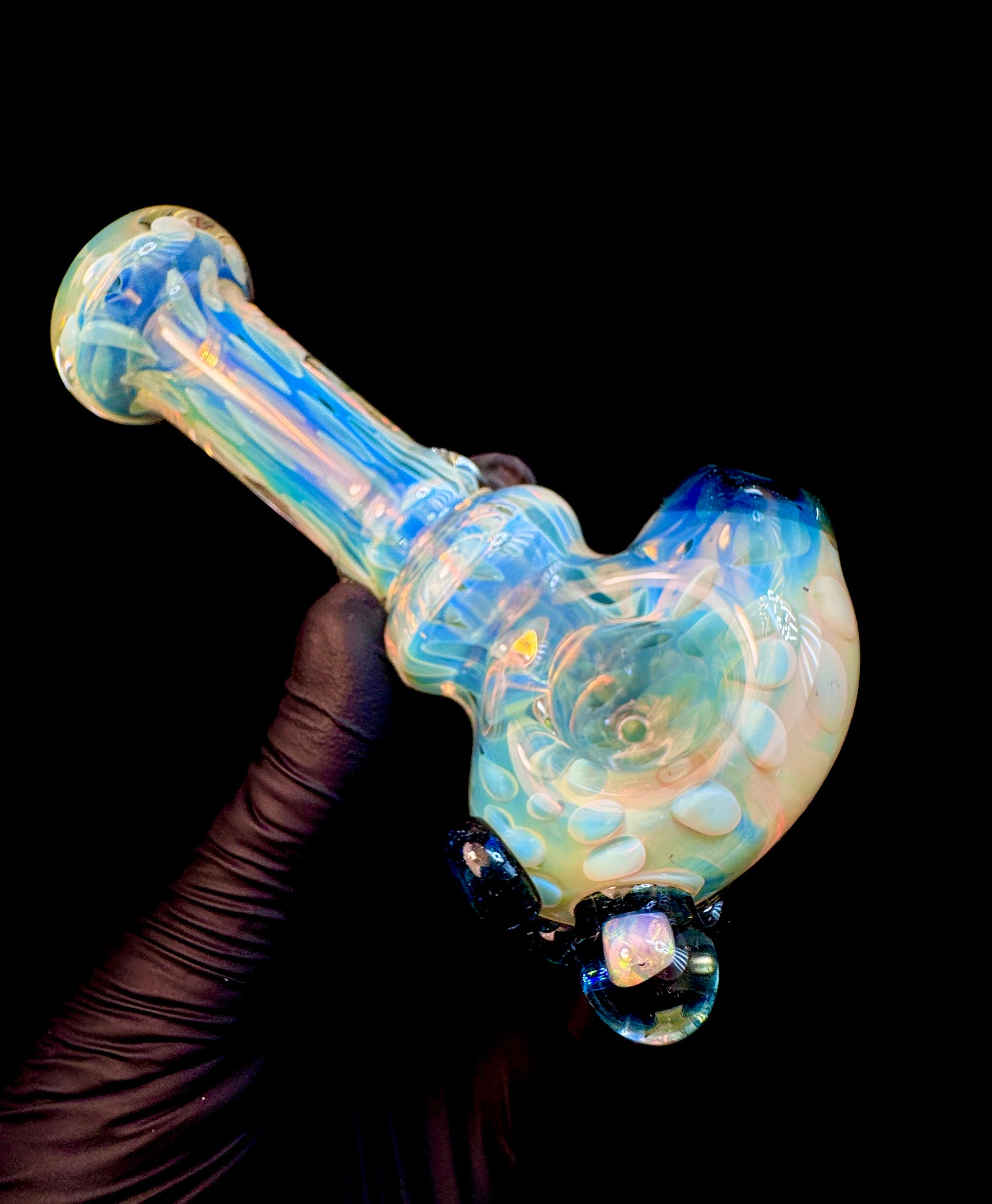 Silver fume x blue stardust opal pipe