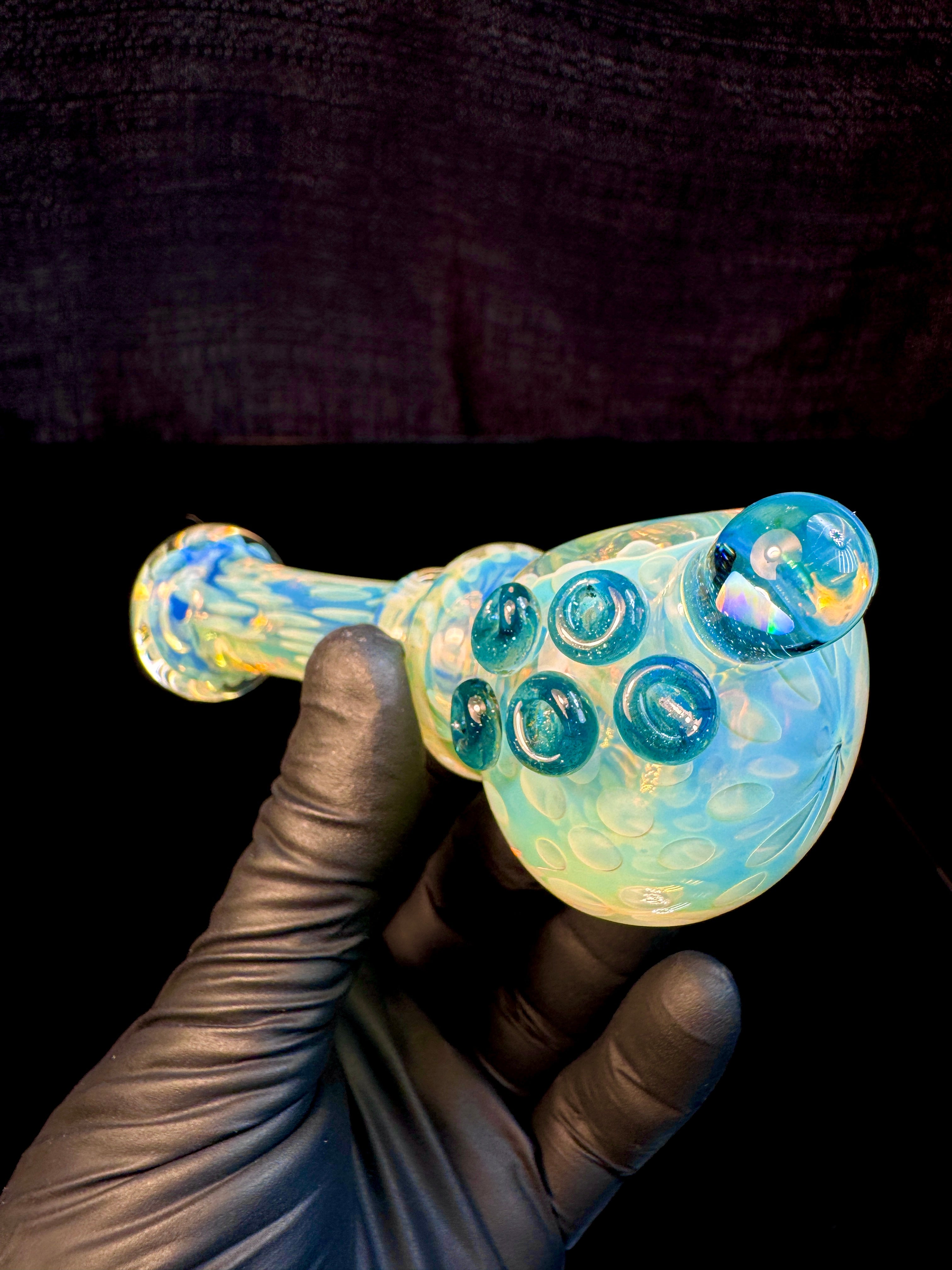 Silver Fume opal spoon x blue stardust