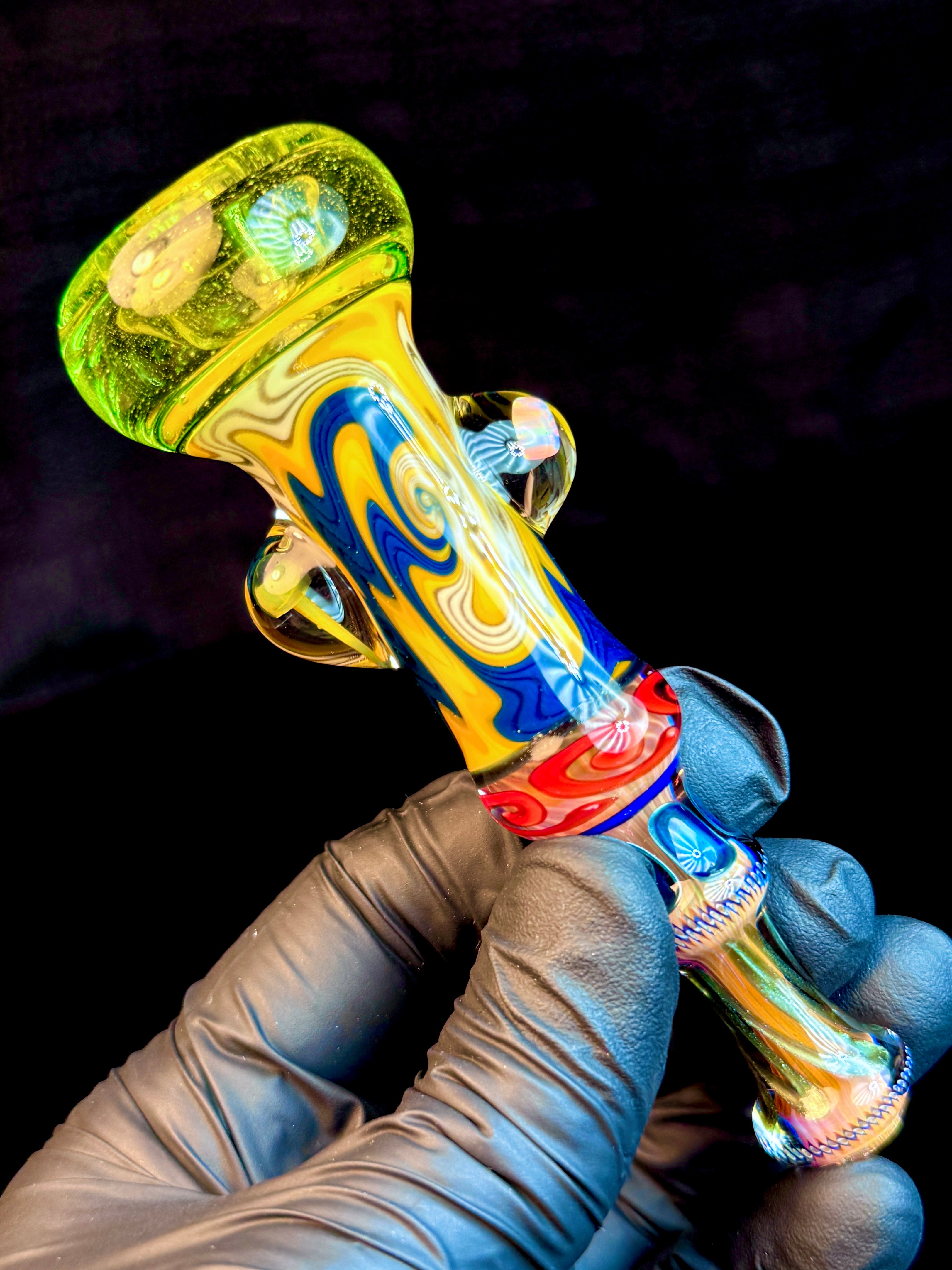 Gold fumed wigwag opal chillum