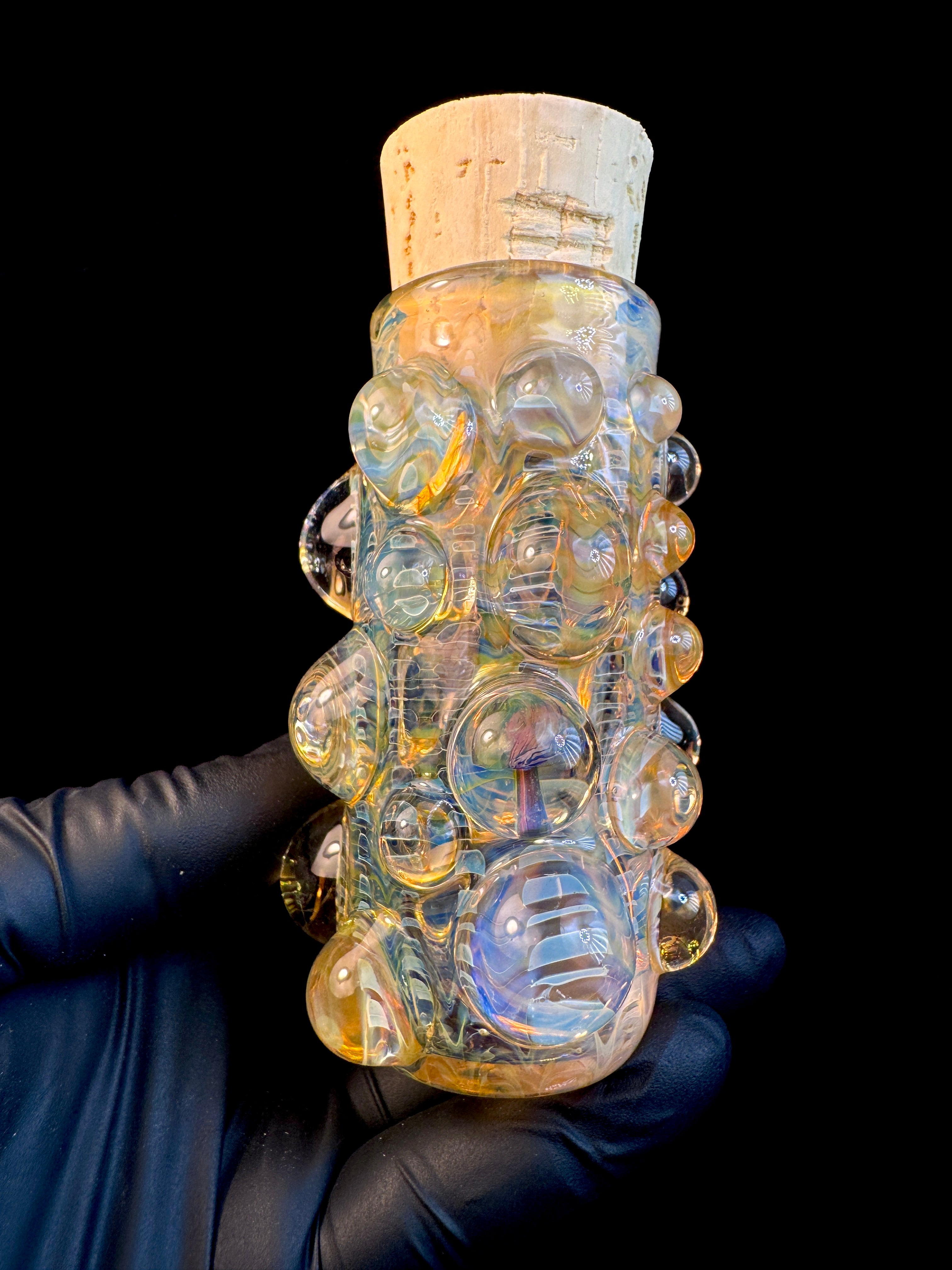 Golden dark web flat bottom mushroom nug Jar