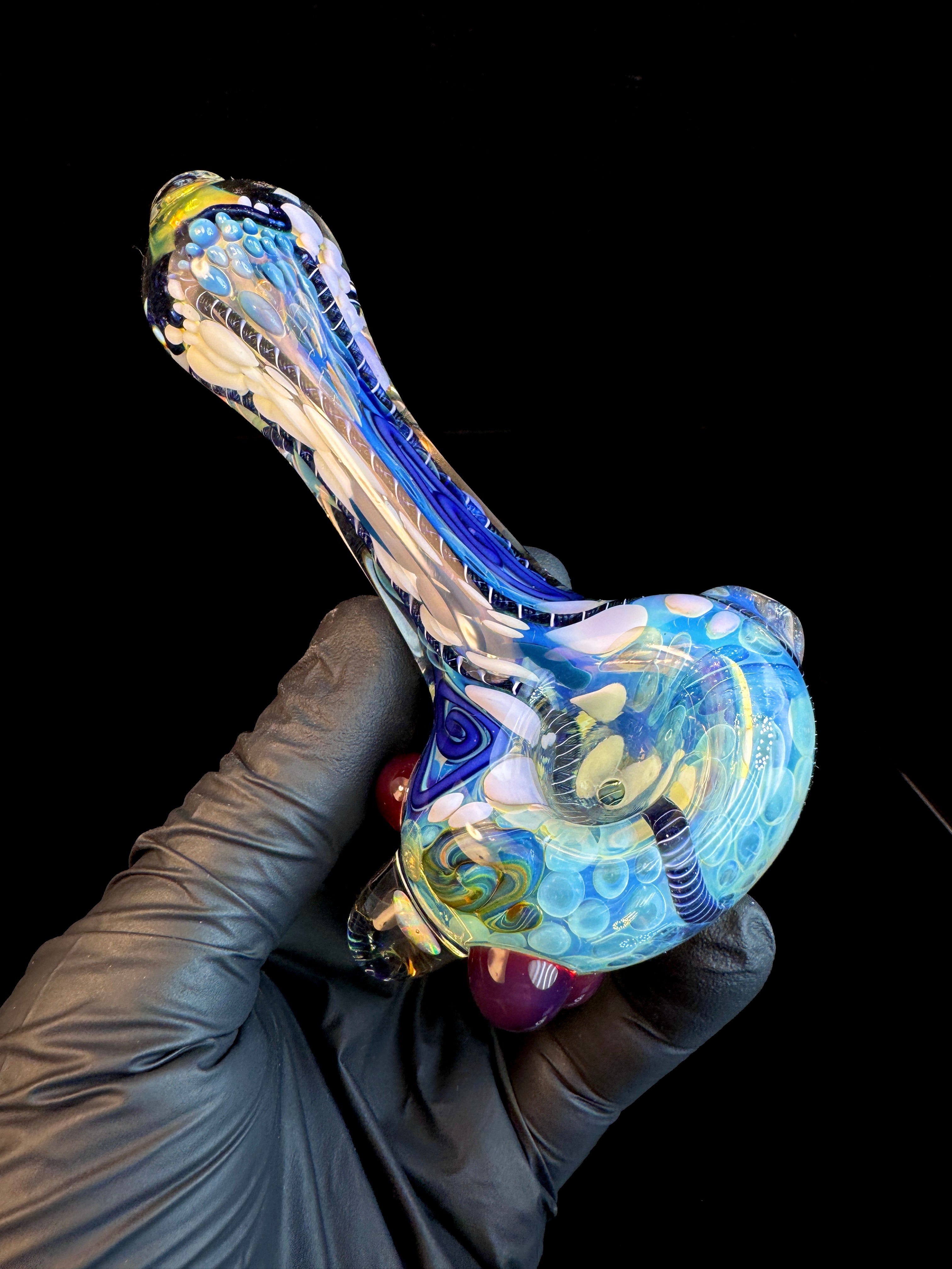 Deluxe Silver Cane fume opal spoon