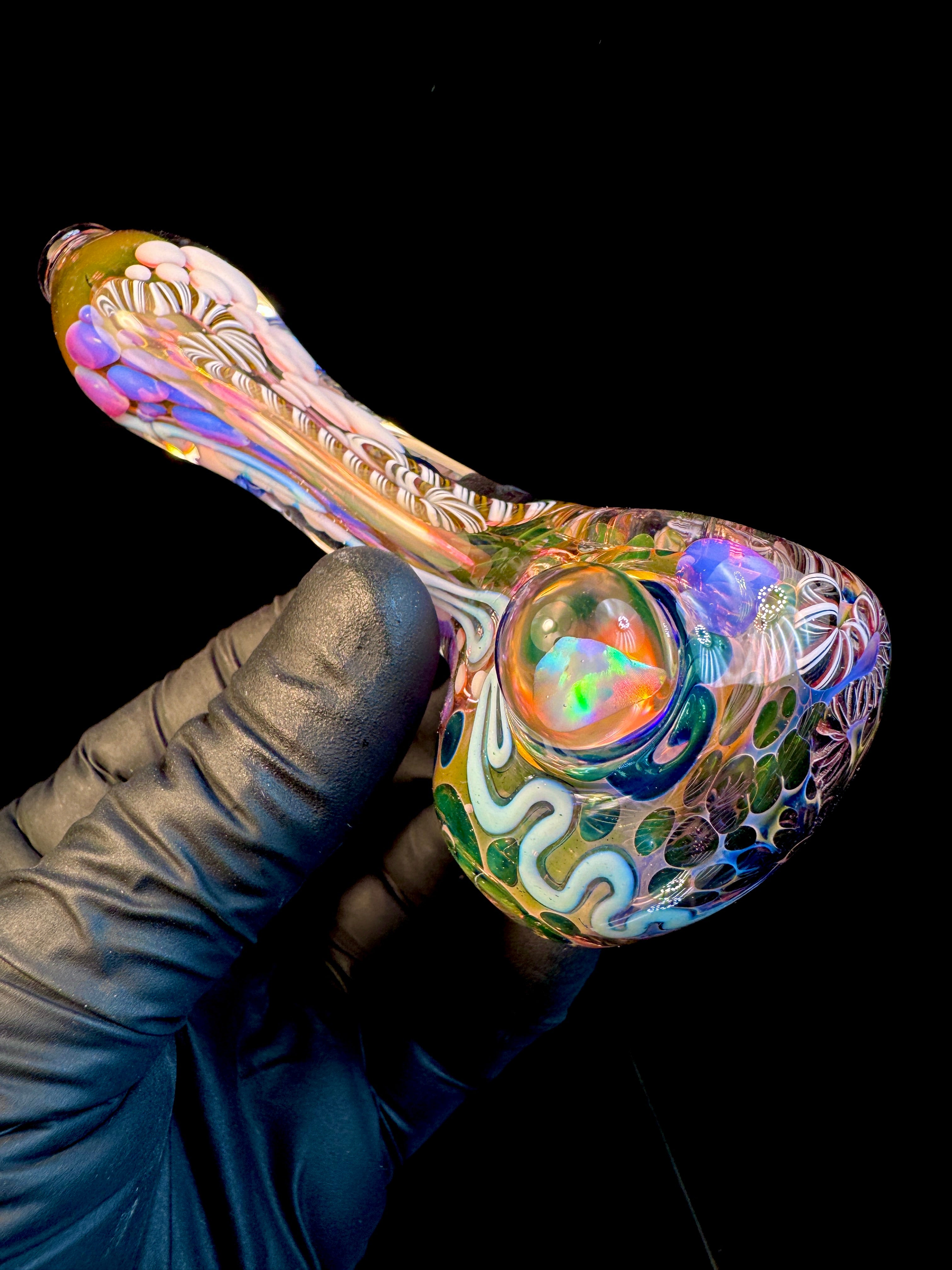 Gold Cane fumed opal spoon