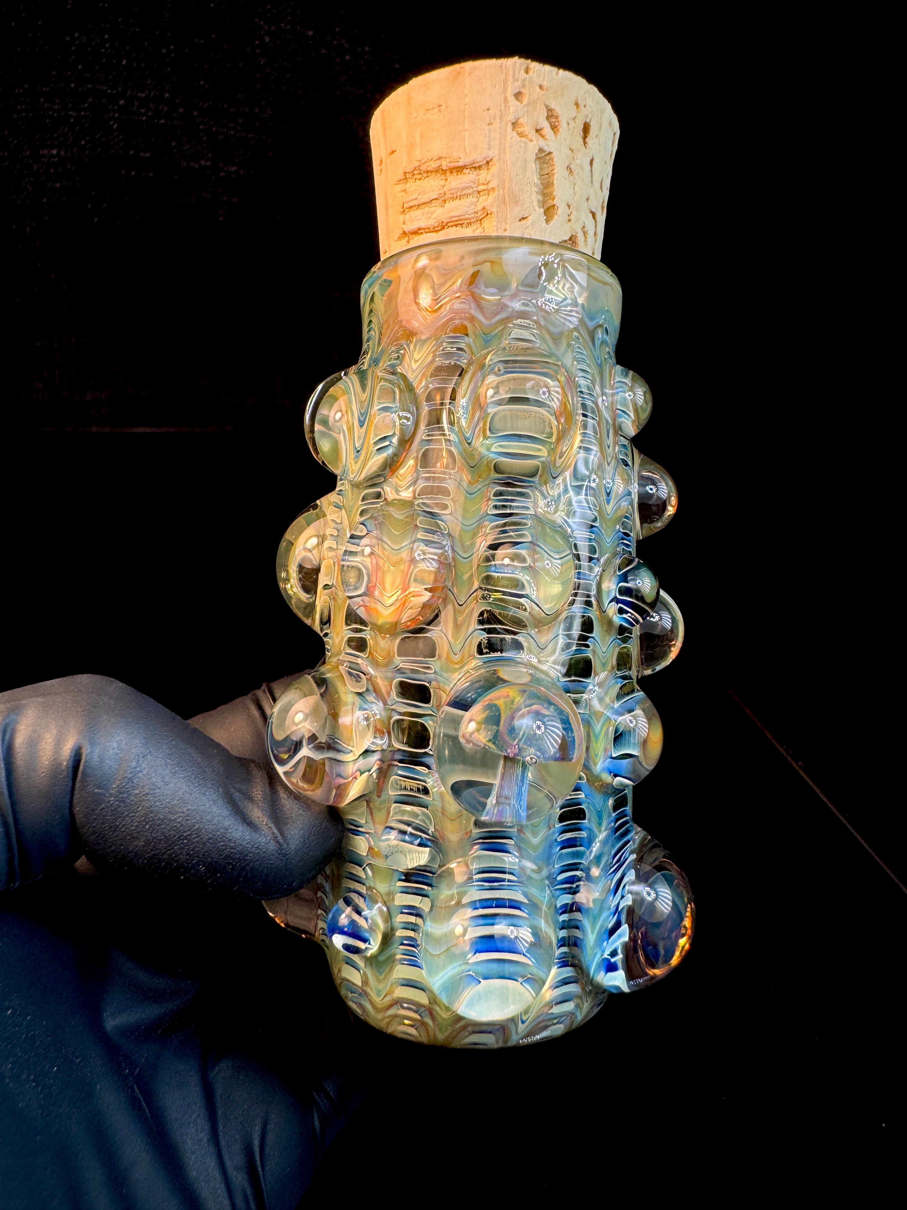 Golden dark web flat bottom mushroom nug Jar