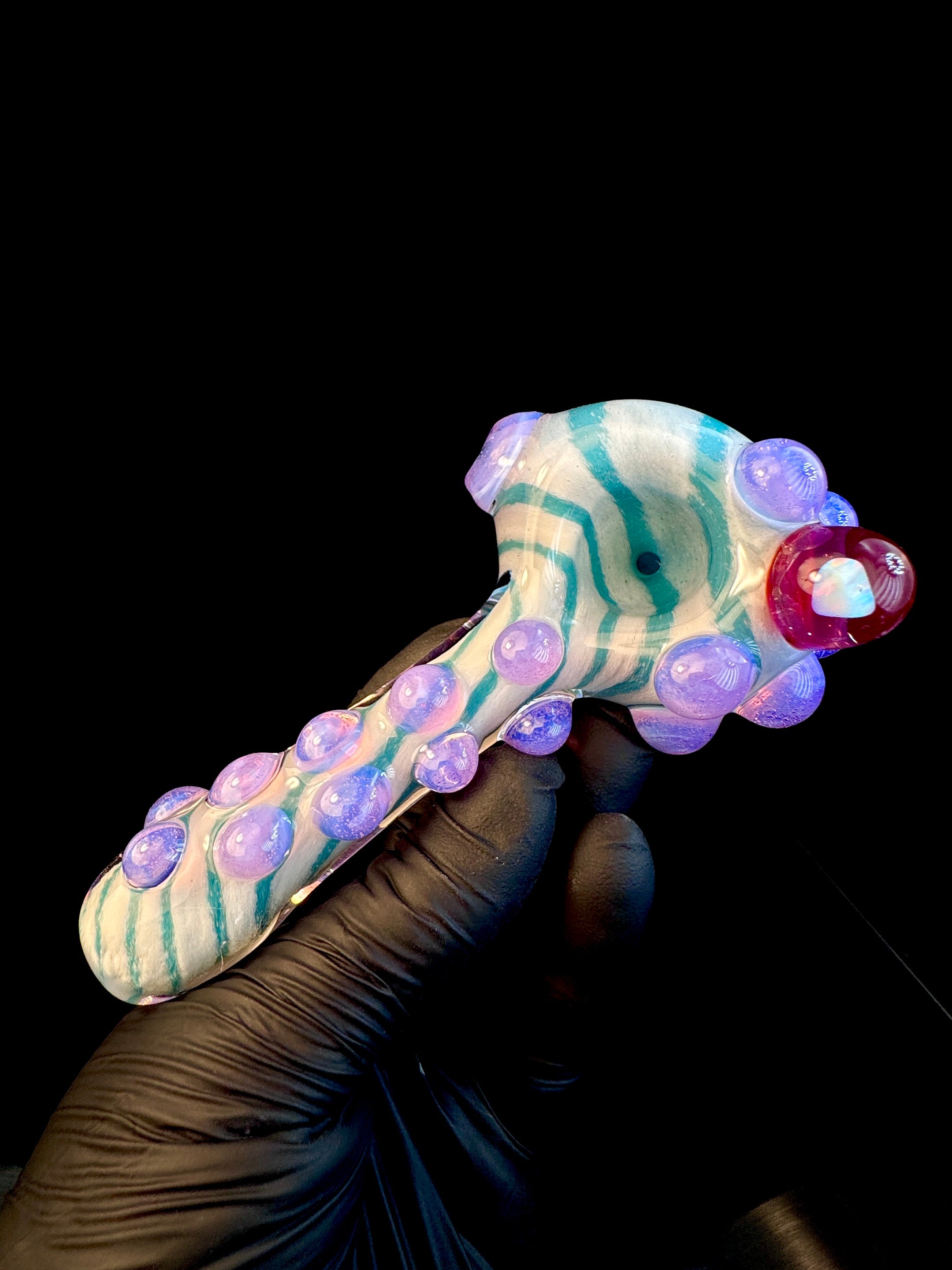 Opaque Aqua x star white striped opal pipe