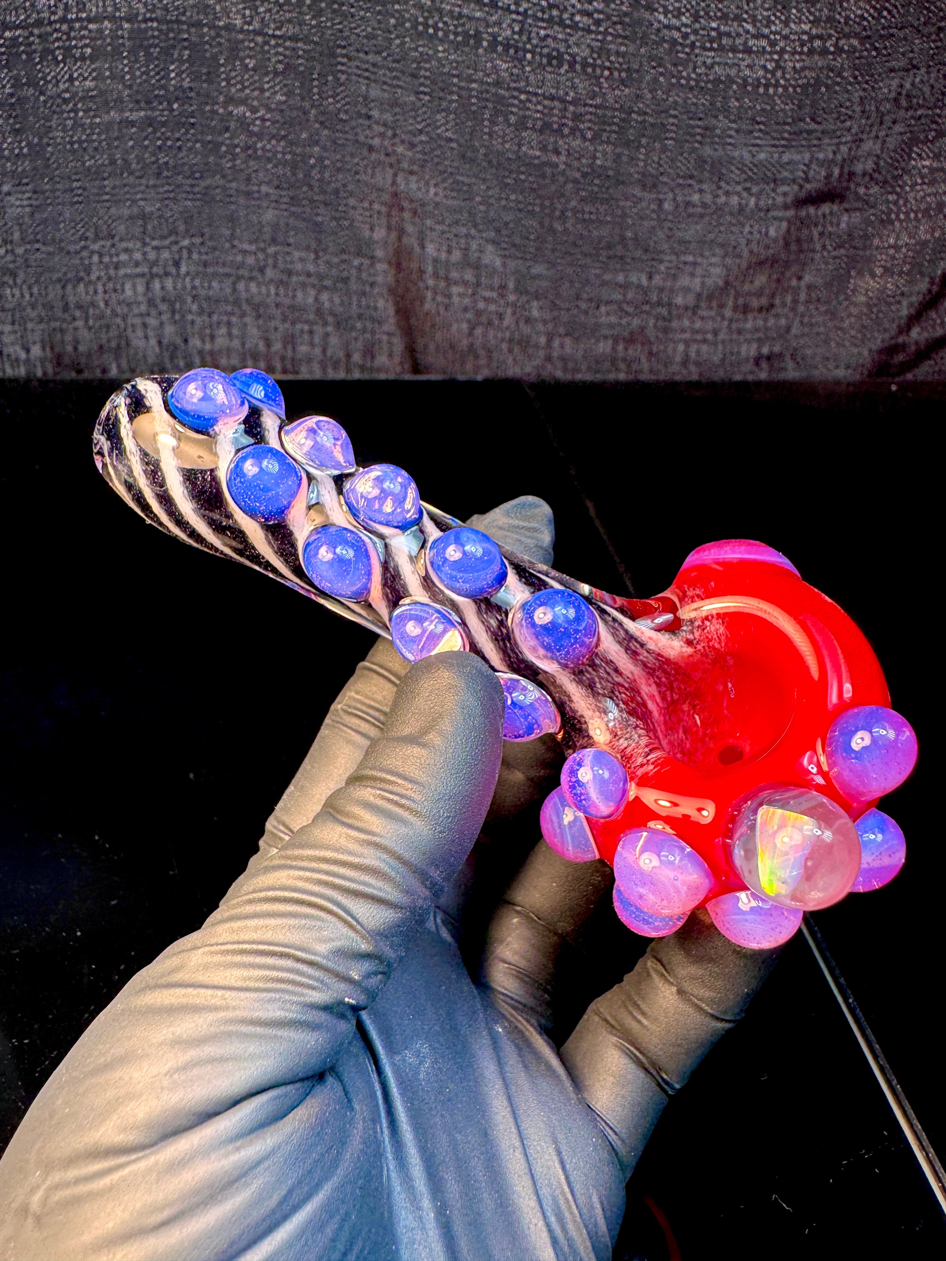 Cherry x star white x jet black striped opal pipe