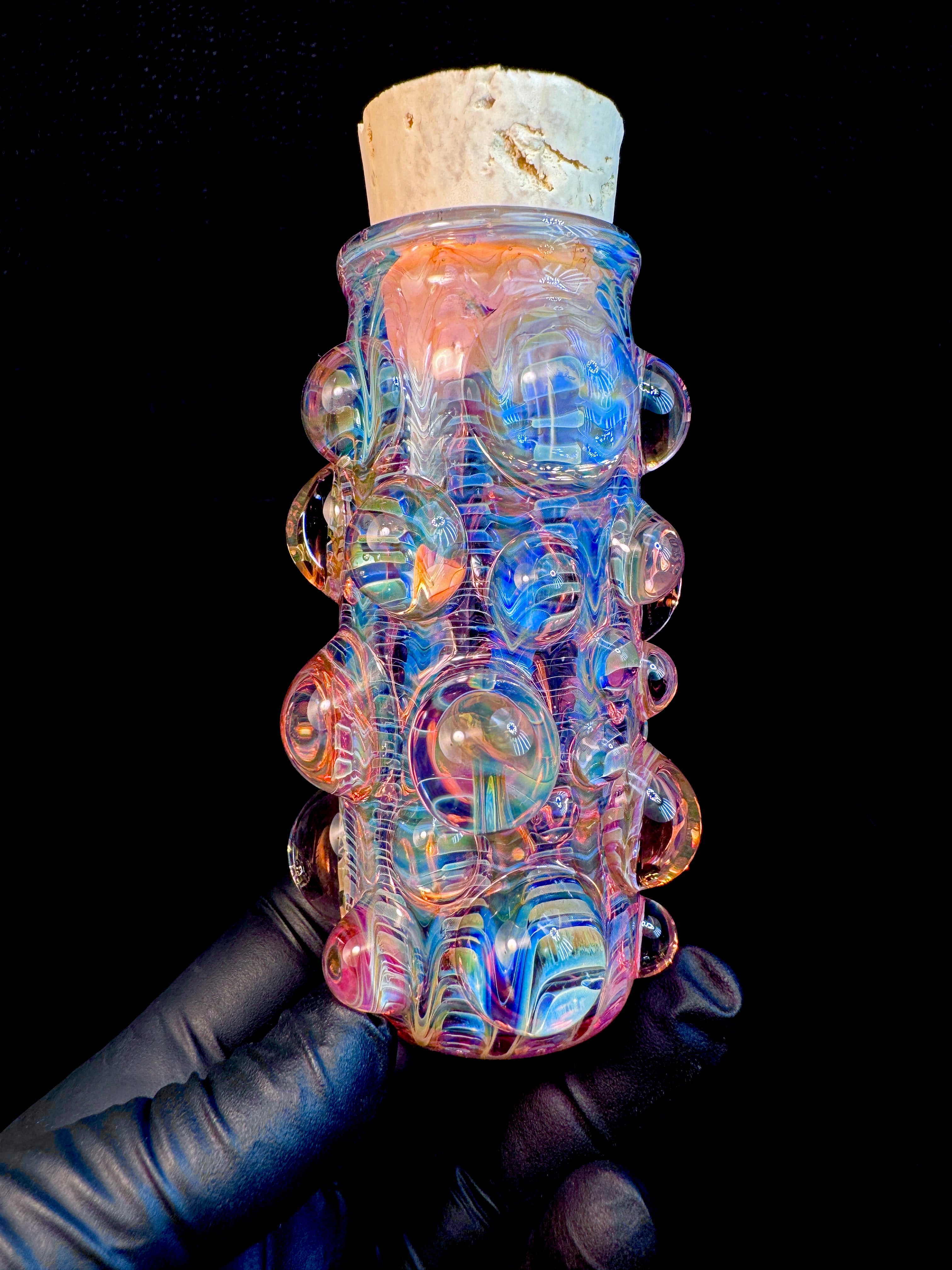 Electric pink web flat bottom mushroom nug Jar