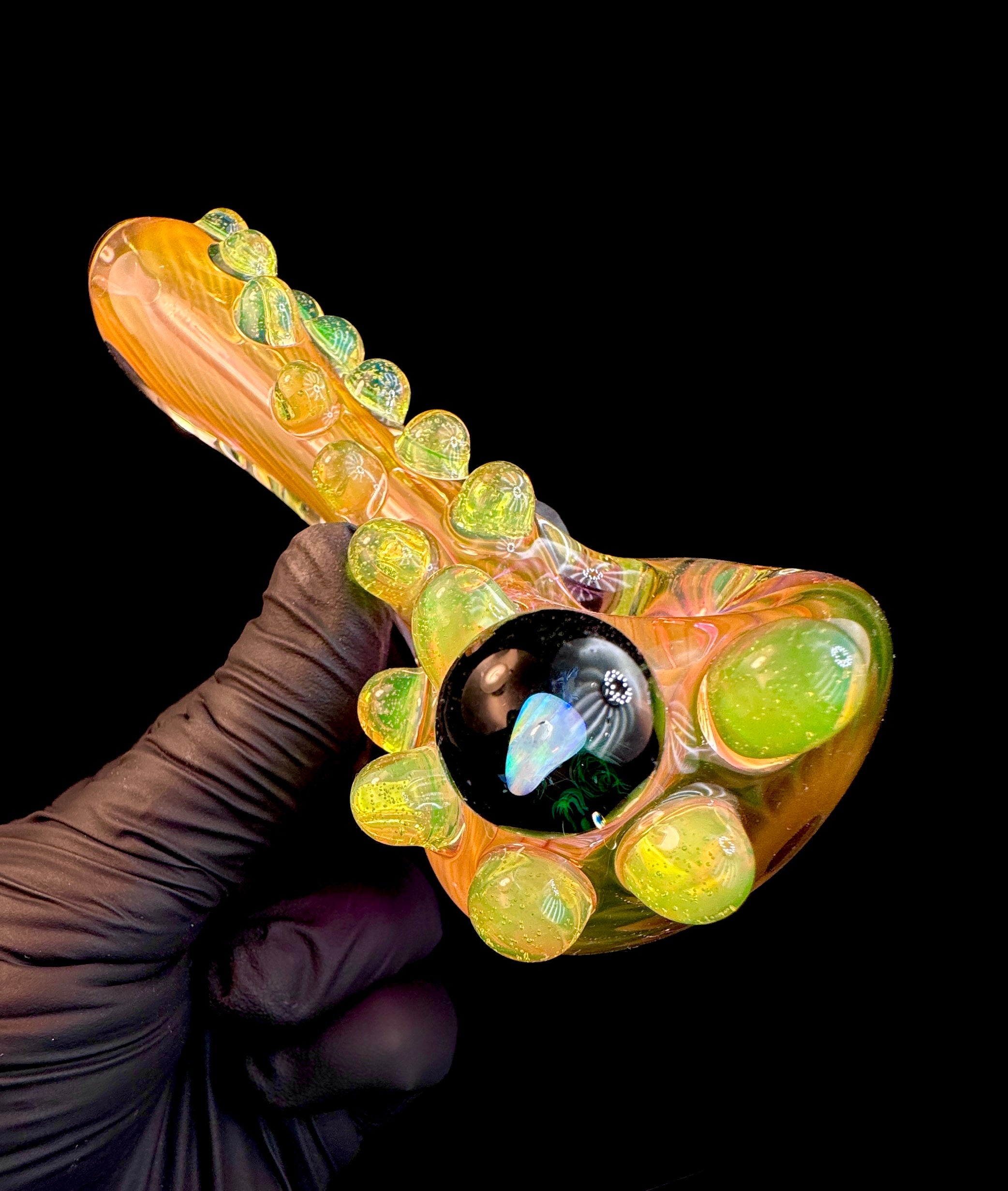 Gold fume opal pipe