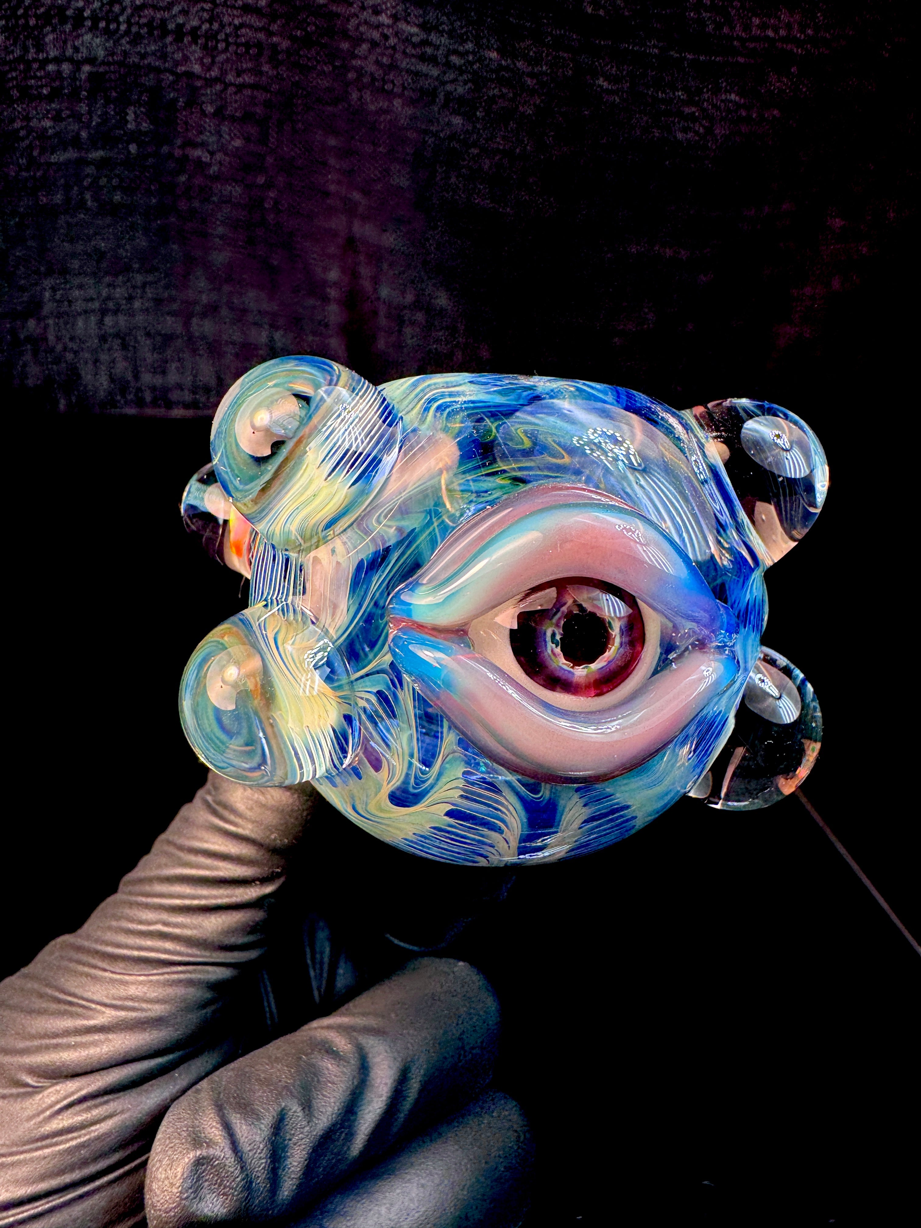 Electric blue dark web opal eyeball spoon