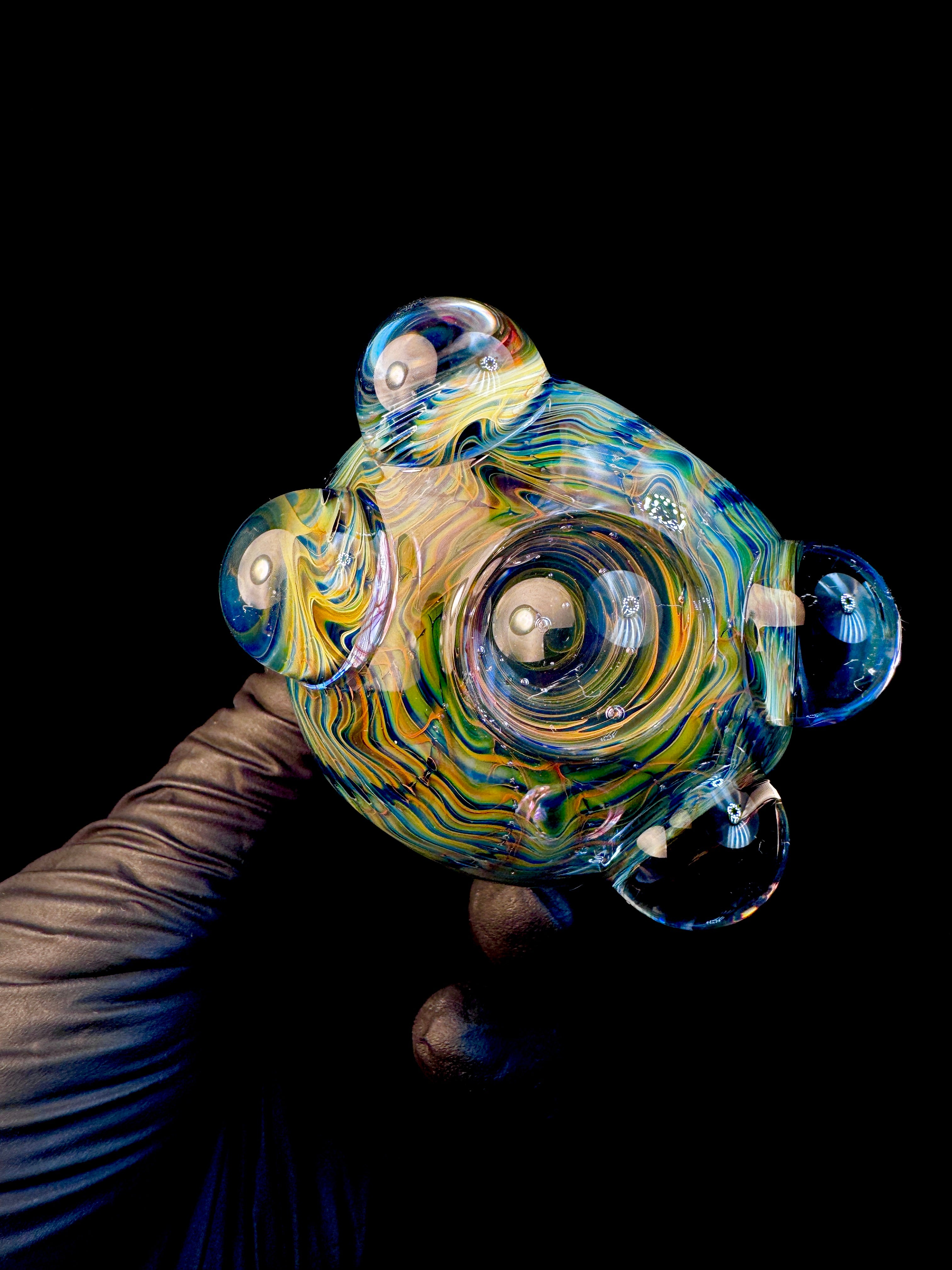 Vibrant blue Dark web opal pipe