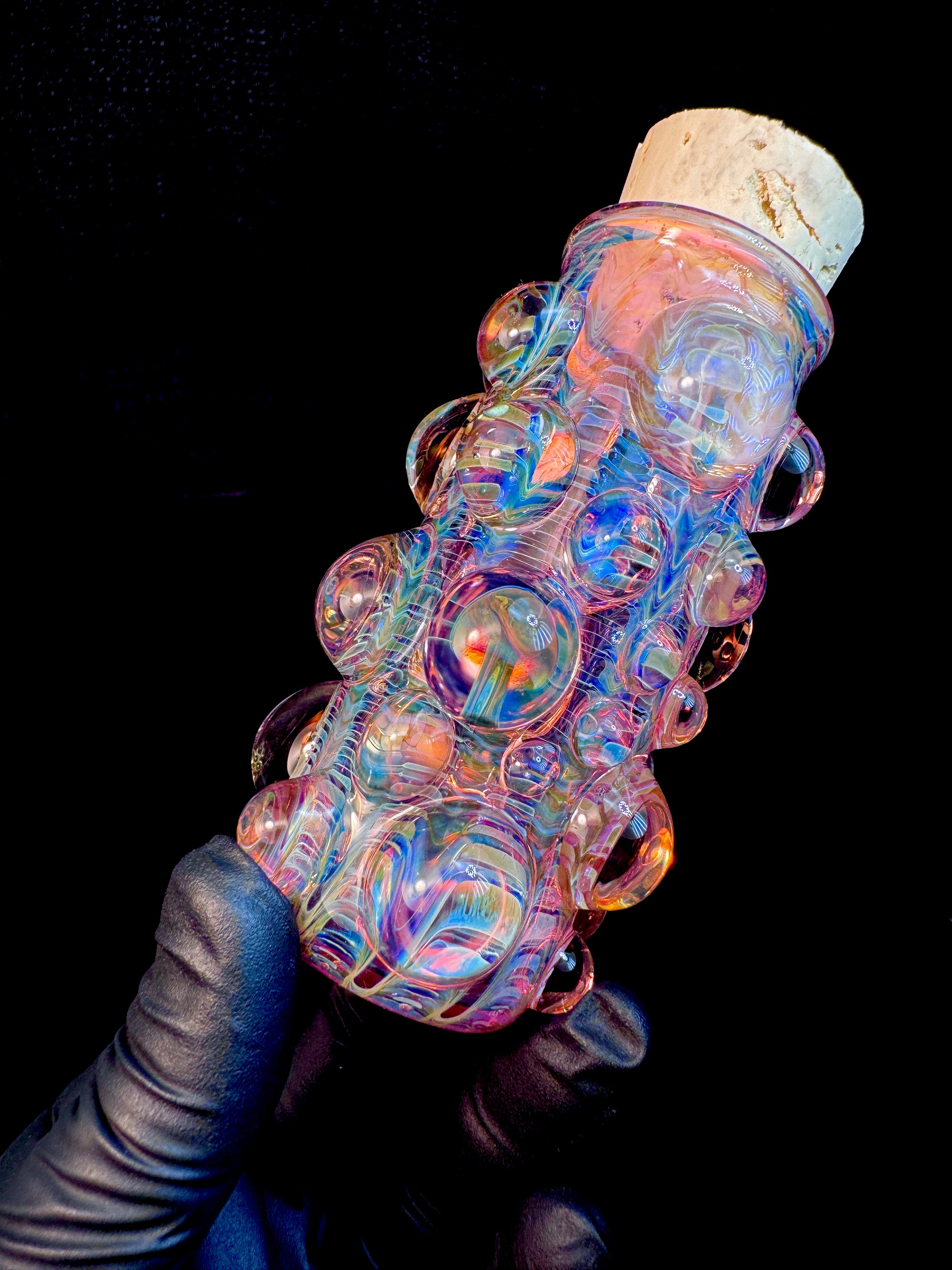 Electric pink web flat bottom mushroom nug Jar