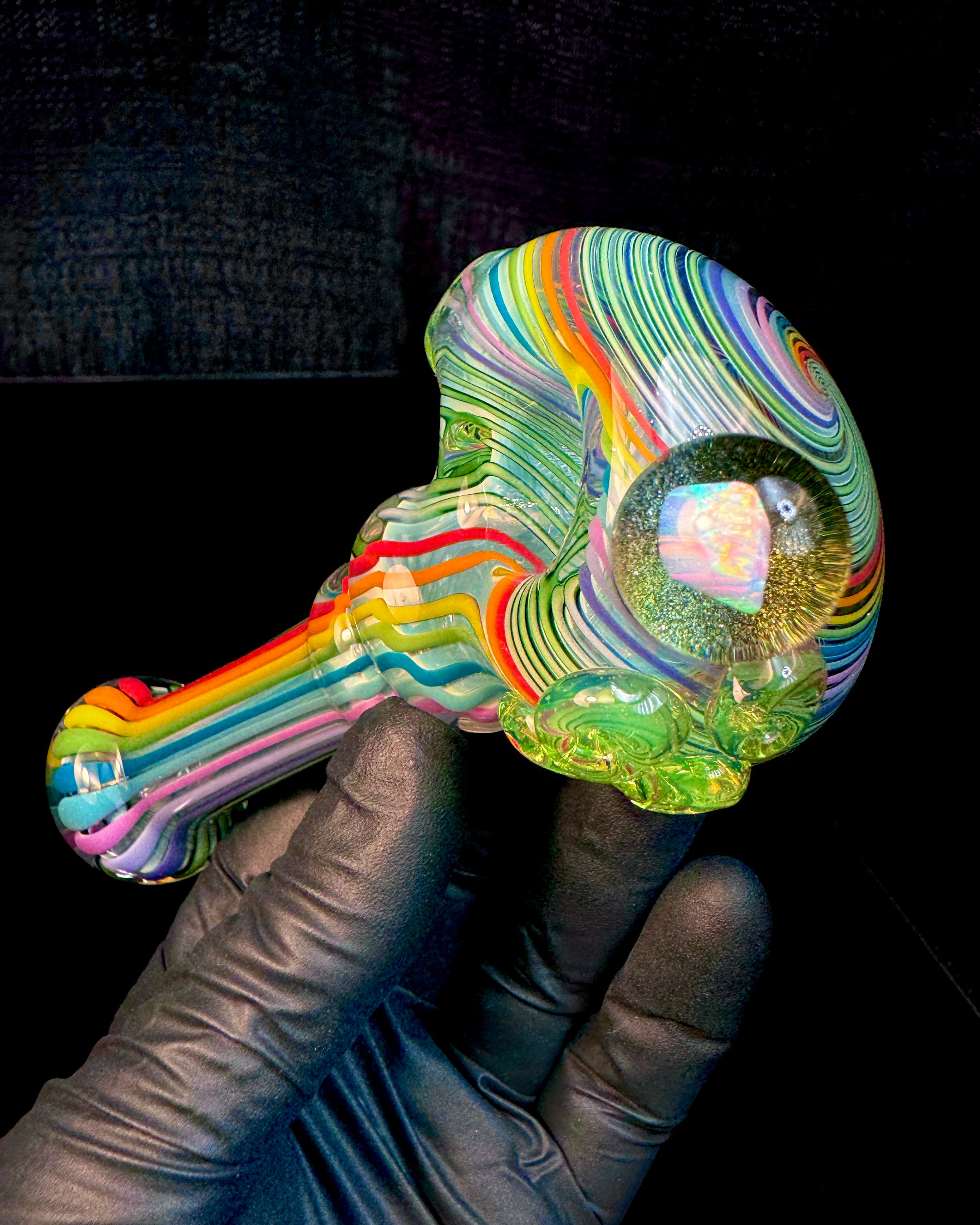 Fumed linework opal spoon