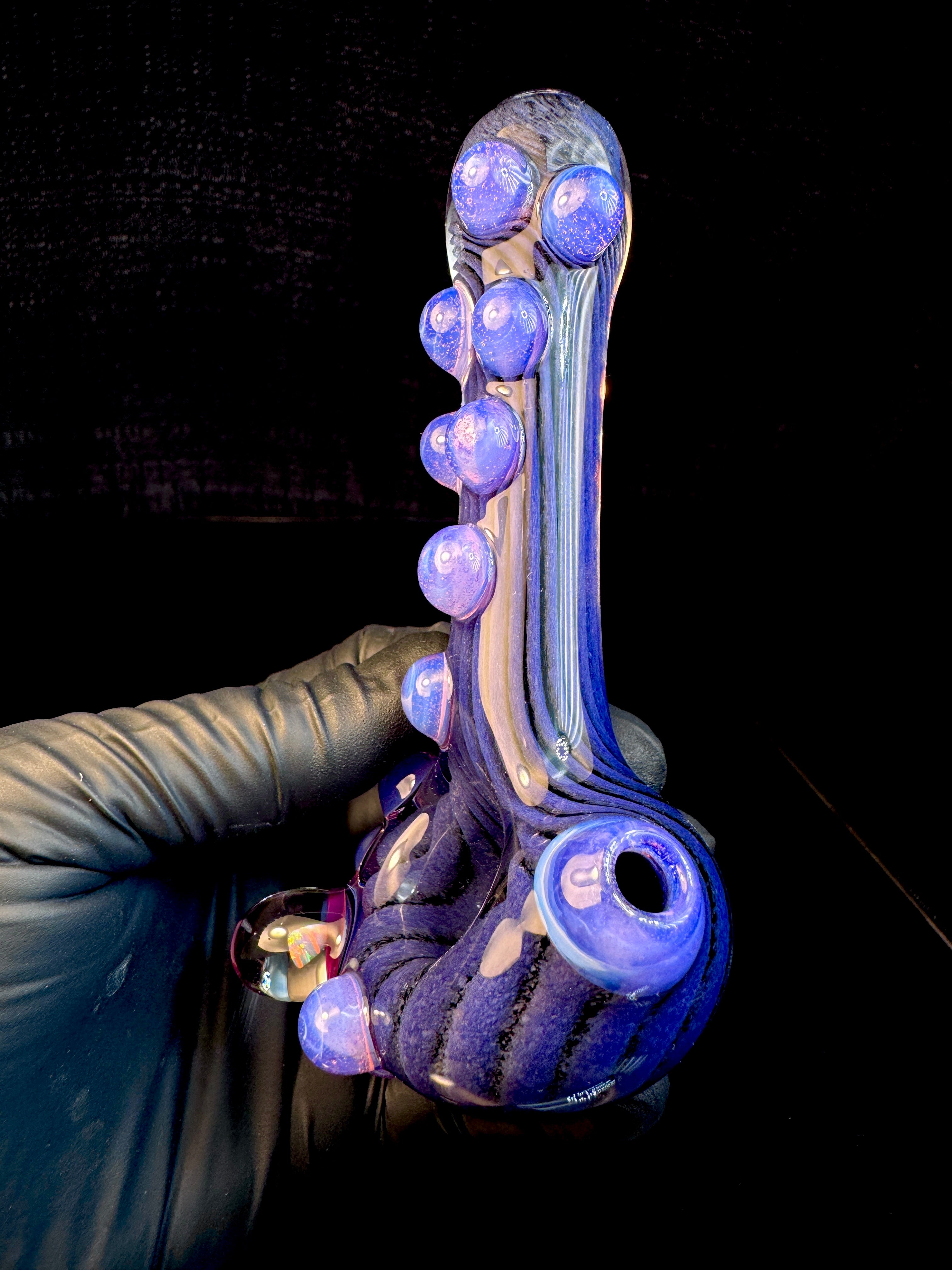 Purple urple x jet black Striped Opal Pipe