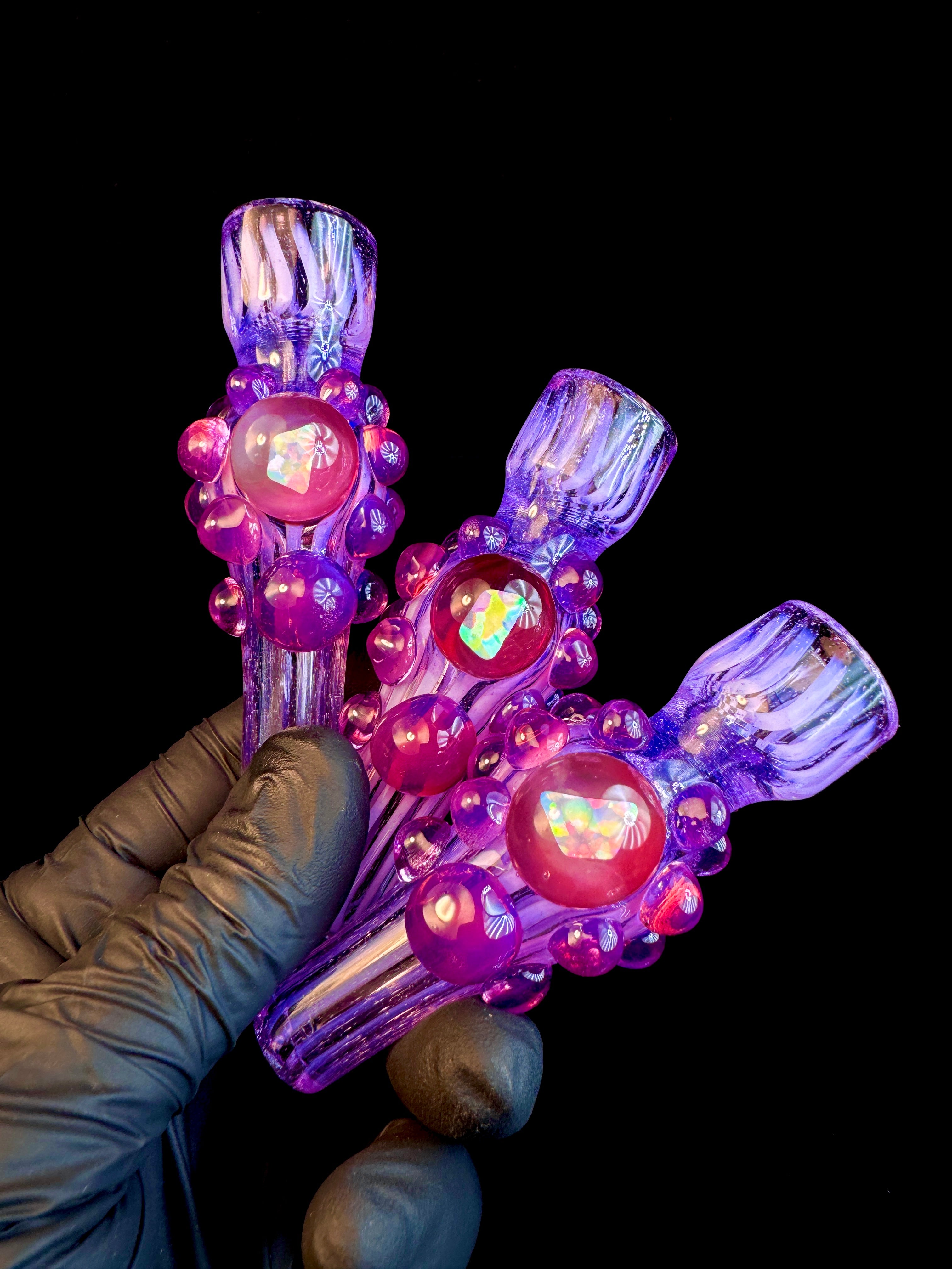 Lavender pinstripes opal chillum