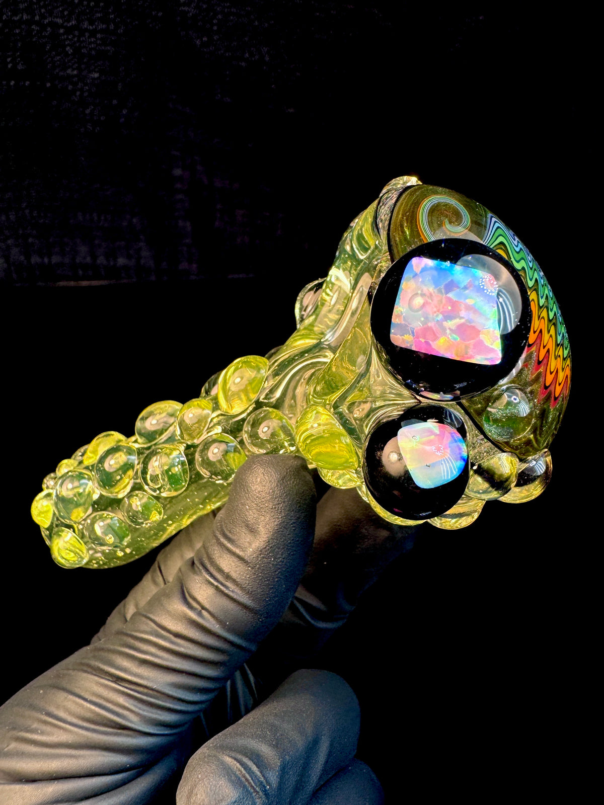 Black Light Cropal wigwag opal pipe