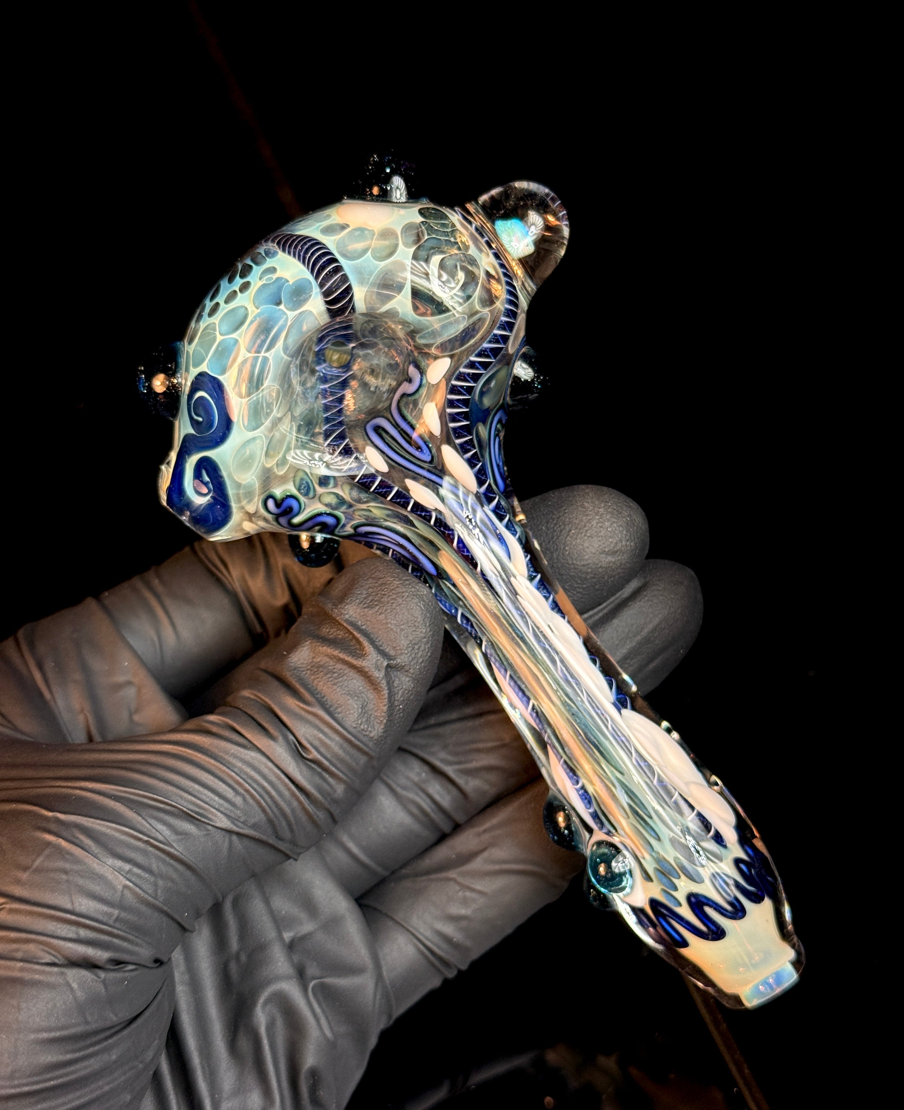 Premo Silver Cane Fume Spoon (Blue Stardust)