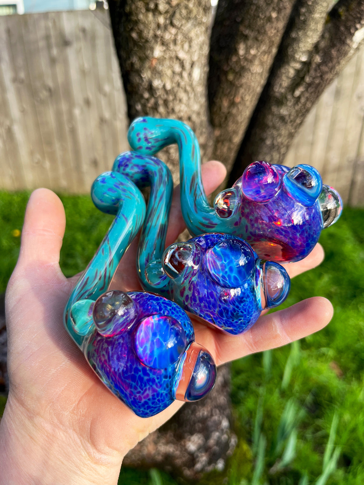 Fairyland aqua and Amber purple glass pipe🧚‍♀️