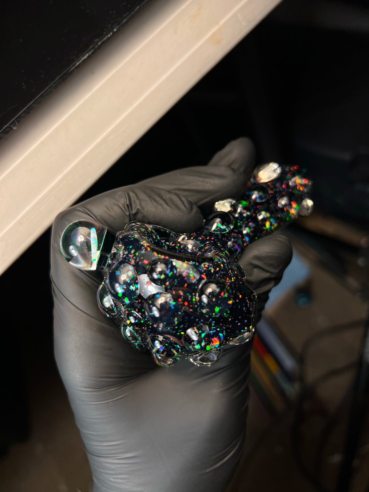 Black Crushed Opal Glass Pipe